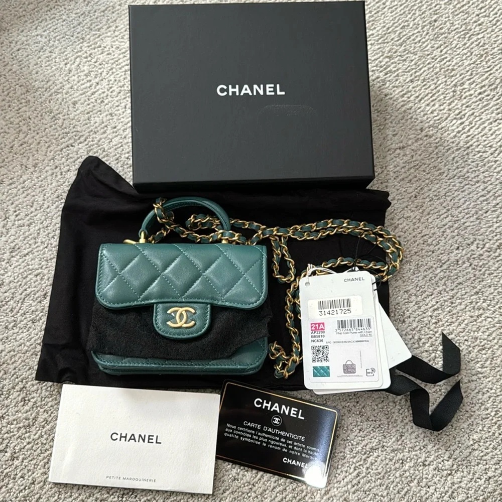 Chanel mini handle purse with chain bag - Picture 1 of 4